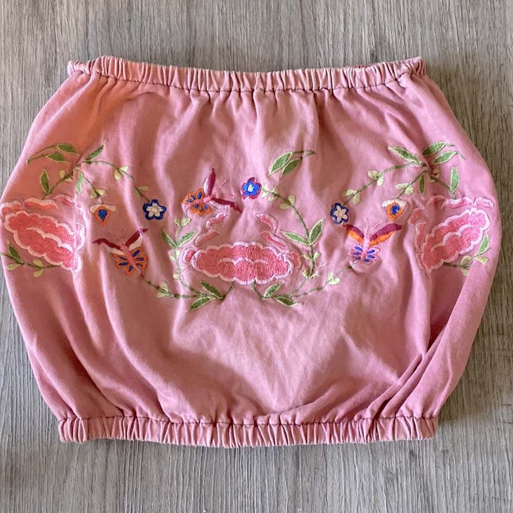 Pink Embroidered Tube Top